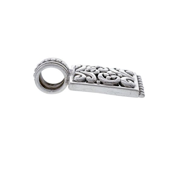 Vintage Sterling Silver 925 Rectangular Ornate Filigree Pendant - Picture 2 of 6